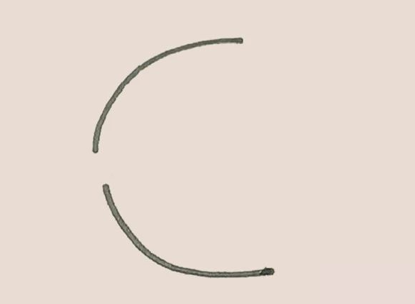 畫上兩段弧線，有點(diǎn)像缺了個(gè)口的半圓形。.png