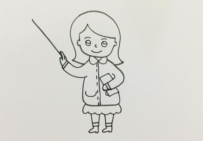 四、繼續(xù)畫出下半身，衣服下面是裙子，腳上踩著高跟鞋。.jpg