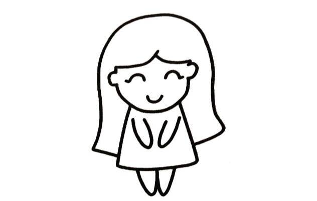 長發(fā)小美女簡筆畫怎么畫？長發(fā)小美女簡筆畫步驟教程.jpg