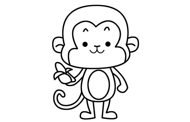 拿著香蕉的小猴子簡(jiǎn)筆畫怎么畫，拿著香蕉的小猴子簡(jiǎn)筆畫步驟教程.jpg