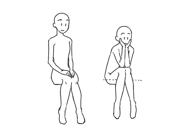 坐在椅子上時，膝蓋并攏.jpg