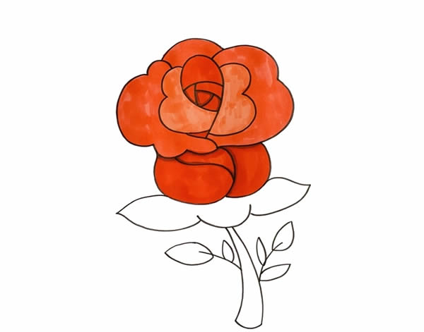 七夕一支玫瑰花簡(jiǎn)筆畫(huà)圖片