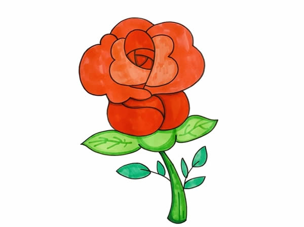 七夕一支玫瑰花簡(jiǎn)筆畫(huà)圖片