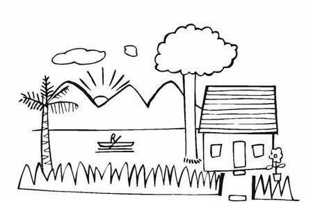 山水風(fēng)景簡(jiǎn)筆畫圖片