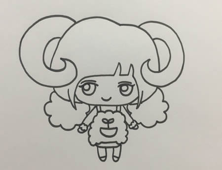白羊座女孩簡筆畫Q版,白羊座女孩怎么畫簡單又可愛