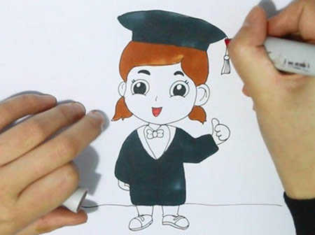穿學(xué)士服的女學(xué)生簡(jiǎn)筆畫怎么畫
